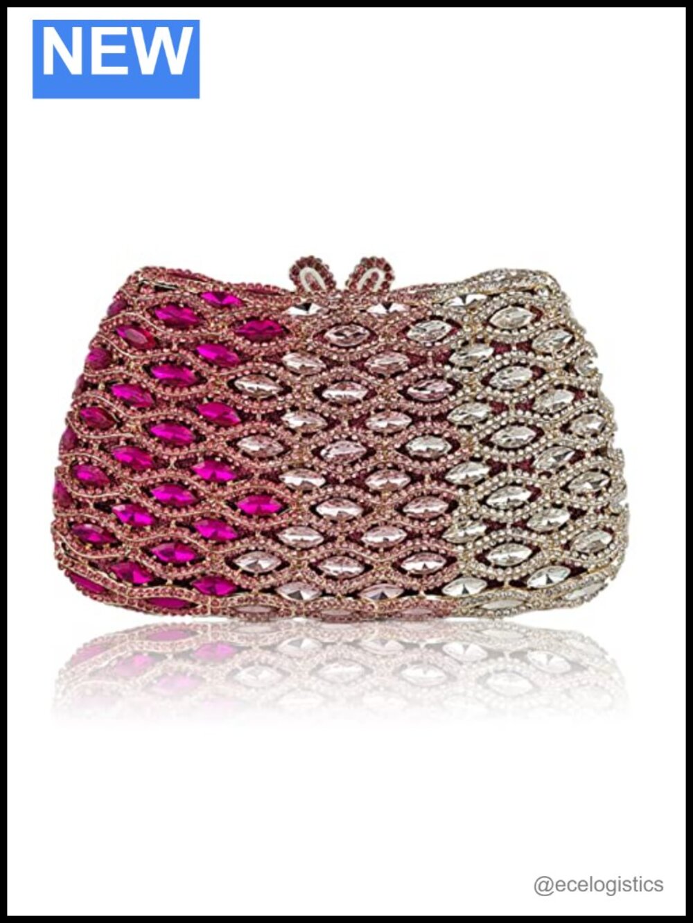 Luxury Rhinestone Crystal Evening Clutch with Detachable Chains, Faux PU Leather